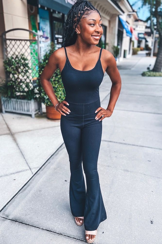 Flare Jumpsuit With Built In Bra