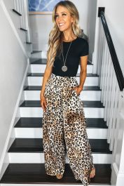 【mnem】Shad Leopard Cotton Pants Buy Threadbare Brown Leopard Print Wide Leg 100% Cotton