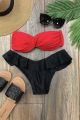 Twisted Bandeau Swim Top Red