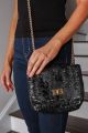 Sequin Shoulder Bag With Gold Chain