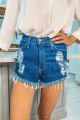 Distressed High Waisted Shorts Dark