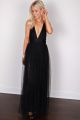 Mesh Backless Halter Gown Maxi