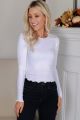 Long Sleeve Ribbed Crop Top White