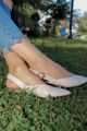 Sling Back Pointed Toe Flat Nude