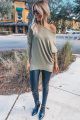 Off The Shoulder Dolman Sleeve Tunic Top Olive