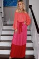 Off The Shoulder Pleated Maxi Dress Magenta