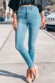 High Rise Straight Cut Ankle Skinny Blue