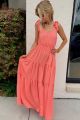 Tiered Maxi Dress With Tie Detail Melon