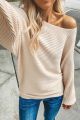 Off The Shoulder Ribbed Sweater Cream