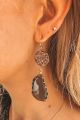 Stone Detail Drop Earring Black