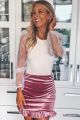 Velvet Ruched Skirt Mauve