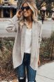 Ribbed Open Cardigan Taupe