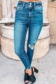 High Rise Distressed Ankle Skinny