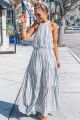 Halter Striped Maxi Charcoal
