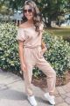 Jumpsuit With Drawstring Belt Beige