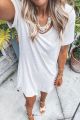 V-Neck Shift Dress Oatmeal