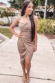 Strapless Wrap Dress Taupe