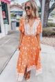 Print Midi Dress Orange