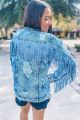 Fringe Acid Wash Denim Jacket