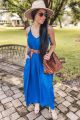 Shift Maxi Dress With Adjustable Straps Blue