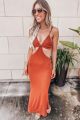 Cut Out Maxi Dress Rust