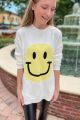 Smiley Face Knit Sweater White