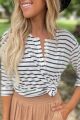Striped Henley Tee Ivory