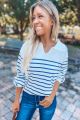 Striped Sweater With Collar White