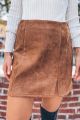 Suede Mini Skirt With Slit Camel