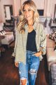 Distressed Denim Jacket Olive