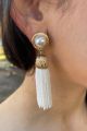 Fringe & Pearl Earring White
