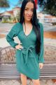 Ribbed Tie Front Dress Green