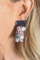 Floral Rectangle Earrings Grey