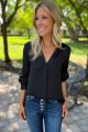 Collared Drop Neck Blouse Black