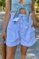 Button Bucket Shorts White