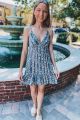 Floral V-Neck Dress Denim