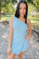 One Shoulder Romper Blue