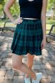 Pleated Plaid Skirt Green