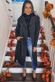 Tie Front Knit Overcoat Black