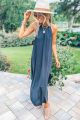 Draping Halter Maxi Dress Black