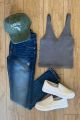 V-Neck Crop Top Zinc Gray