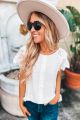 Solid Layered Lace Sleeve Top Cream