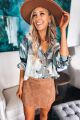 Print Blouse Grey