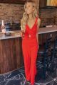 Wrap Top Jumpsuit Red