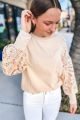 Lace Sleeve Top Cream