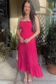 Strapless Smocked Maxi Fuchsia