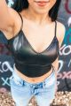 Vegan Leather Crop Top Black