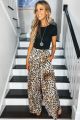 Leopard Pants With Slit Brown