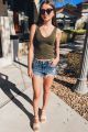 High Rise Cut Off Shorts Blue