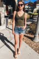 High Rise Cut Off Shorts Blue